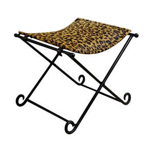 Clearance: Leopard Leather Stool