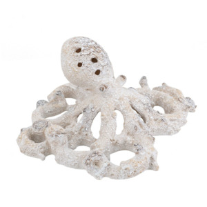 Home Decor Animal Decor Statues: Coral Look Octopus Figurine - white
