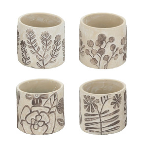 Gifts Under 50: Botanical Sketch Cement Pot Set of 4