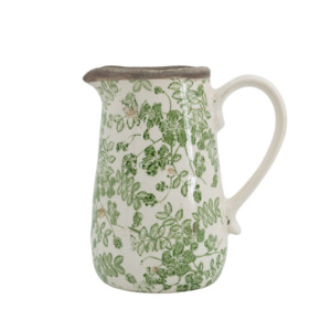 Ceramic Flower Pitcher small - Green/White