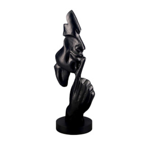Home Decor Ornaments 1: Silence Sculpture on Black MDF Base - Black
