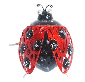 Gifts For Her: Ladybird small Metal Wall Hanging- Red/Black