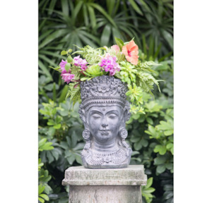 Buddha Head Planter II - Natural grey