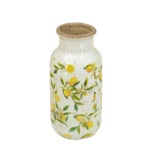 Citrus Bloom: Lemon & Leaves Ceramic Vase - small
