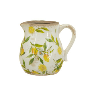 Citrus Bloom: Lemon & Leaves Ceramic Jug - small