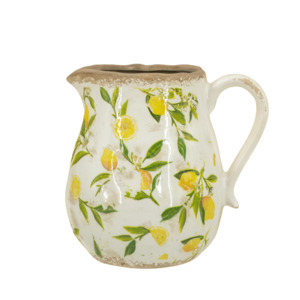 Citrus Bloom: Lemon & Leaves Ceramic Jug - large