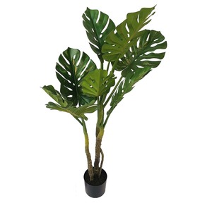Indoor Outdoor Garden Decor: Artificial Monstera Plant In Black Pot - 1.4mtr tall