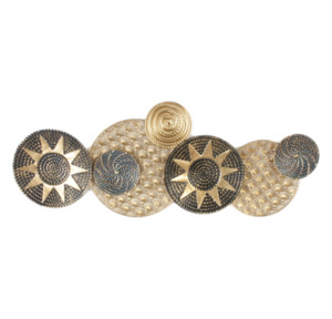 Minimalist Gifts: Circles and Stars Metal Art Wall Hanging - gold/black