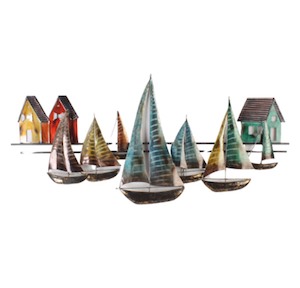 Sailing Regatta Metal Art Wall Hanging - multi