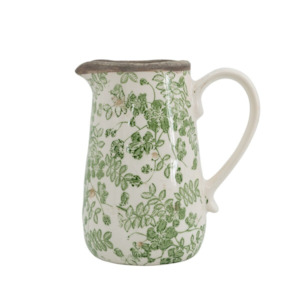 Ceramic Flower Pitcher small - Green/White