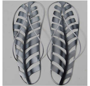 Gifts For Him: Jandal With Silver Fern Metal Wall Hanging Art