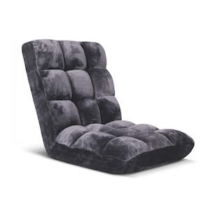 Floor Sofa Stools: Recliner & Folding Sofa/ Futon/ Couch/ Cushioned Chair - Grey