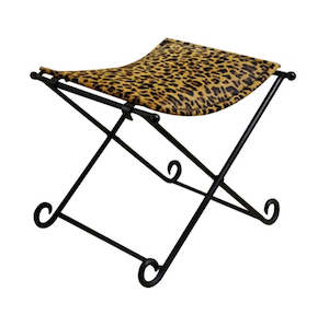 Leopard Leather Stool