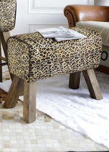 Leopard Leather Vault Stool