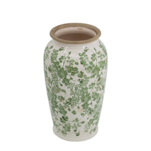 Ceramic Flower Vase small - Green/White