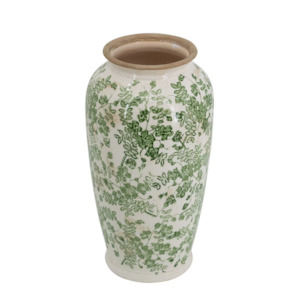 Ceramic Flower Vase large - Green/White