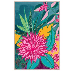 Clearance: Vivid Bloom Framed Canvas Art - multi colour