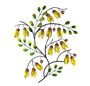 Yellow Kowhai Metal Art Wall Hanging - Yellow/Green
