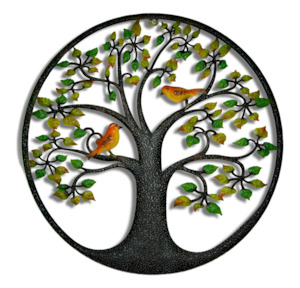 Christmas Gift Guide: Tree of Life Metal Art Wall Hanging - Black/Green