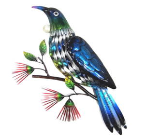 Christmas Gift Guide: Tui Bird on a Pohutukawa Branch Metal Wall Art Hanging II