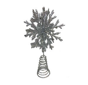 Silver 3D Snowflake Christmas Tree Topper - 180mmH