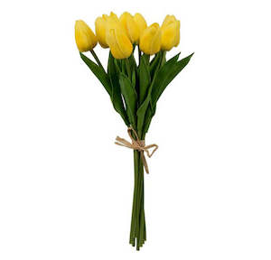 Artificial 9-Stem Yellow Tulips Bunch