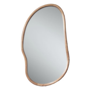 Wooden Squiggle Wall Hanging Mirror - large - natural