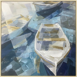 The Lone Skiff Hand-painted Framed Canvas Art