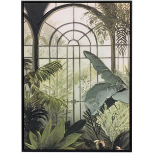 Clearance: Green Window Hand-painted Framed Canvas Art