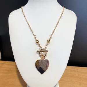 Duo Heart Long Necklace Gold