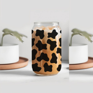 Merch: Cow Print Glass Tumbler