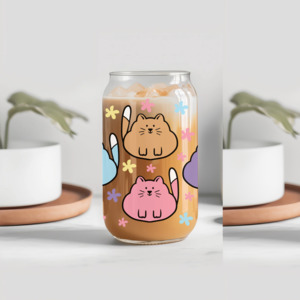 Cute Cat Glass Tumbler