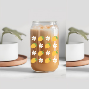 Daisy and Lemon Glass Tumbler
