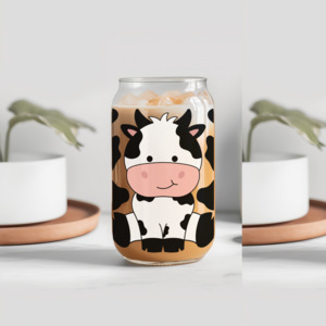 Cute Cow Print Glass Tumbler