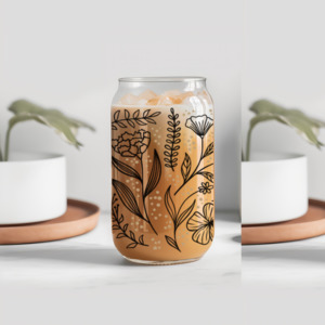 Floral Glass Tumbler