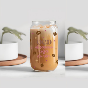 ‘OCD Obsessive Coffee Drinker’ Glass Tumbler
