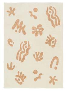 Beige Rugs: Isidore Beige and Cream Abstract Washable Rug