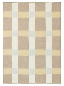 Nice Beige Sand and Sky Blue Checkered Indoor Outdoor Rug