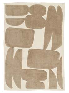 Felted Wool Rugs: Eluru Taupe Abstract Washable Wool Rug