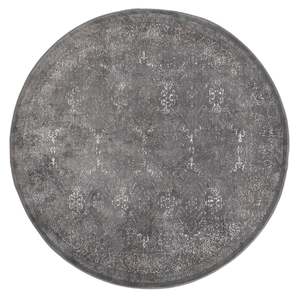 Round Rugs: Dalma Charcoal Grey And Ivory Traditional Distressed Round Rug