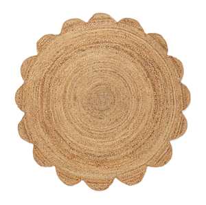 Jute Rugs: Celeste Natural Brown Scalloped Jute Round Rug