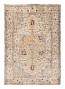 Jute Rugs: Zola Blue Orange and Yellow Floral Distressed Rug