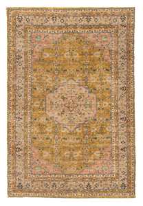 Jute Rugs: Sissa Mustard and Peach Floral Distressed Rug