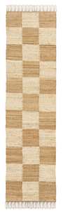Riley Natural and Bleached Checkered Jute Runner Rug
