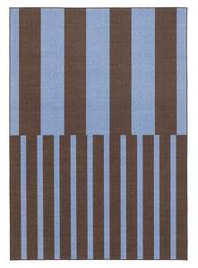 Luz Deep Cocoa and Vivid Blue Striped Indoor Outdoor Rug