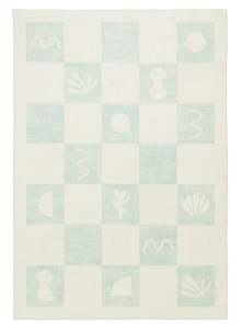 Nautical Rugs: Tara Blue and Cream Checkered Washable Rug