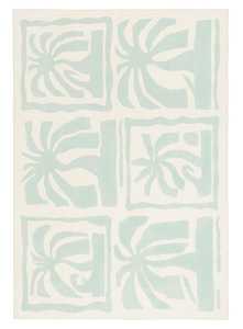 Cindy Blue Waves and Palms Washable Rug