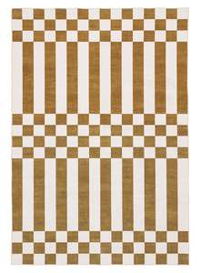 Tribal Rugs: Alula Brown and White Checkered and Striped Washable Rug