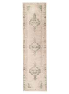 Janella Beige and Green Medallion Washable Runner Rug