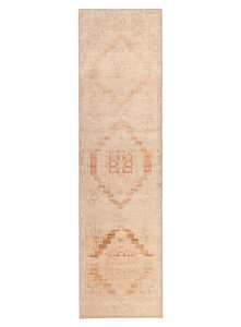 Esther Cream and Peach Tribal Washable Runner Rug